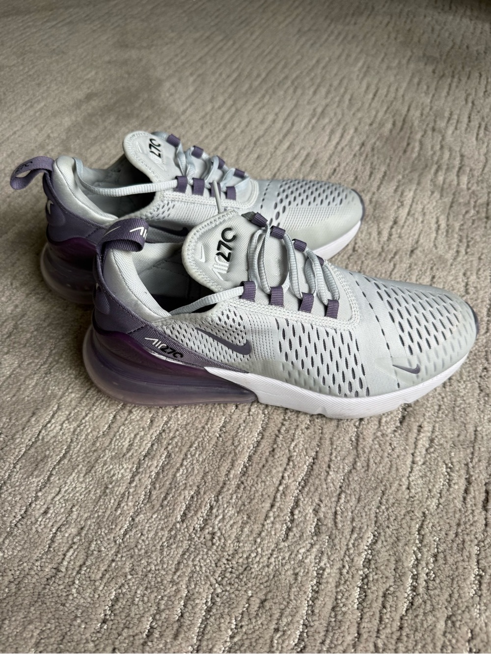 Nike Women’s Air Max 270 Sneakers - White & Purple - Picture 2 of 6